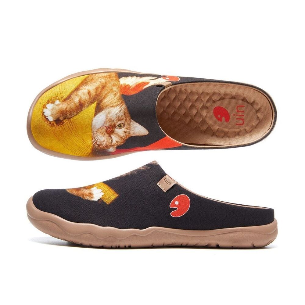 UIN Men's Mules Comfort Shoes Casual  slippers (Music Angel and the Cat 1)